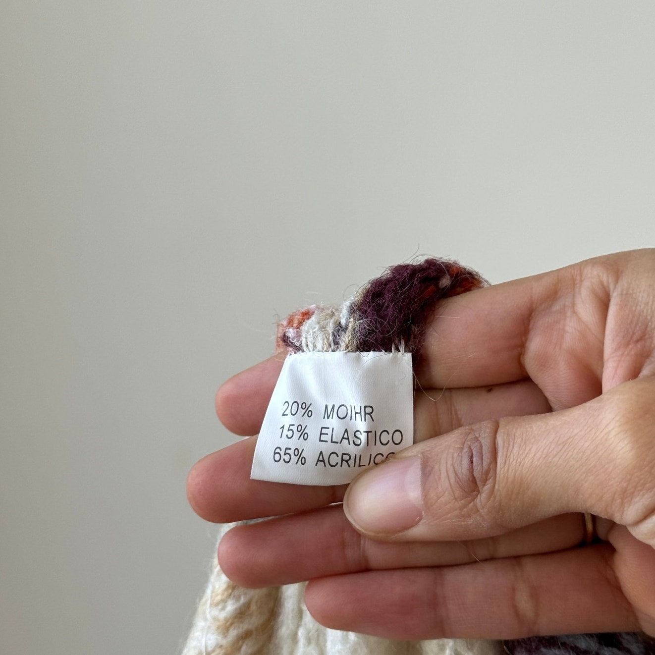 Vintage Italian ivory mohair blend fair isle zip cardigan with sequin embellishments and double zipper (S)