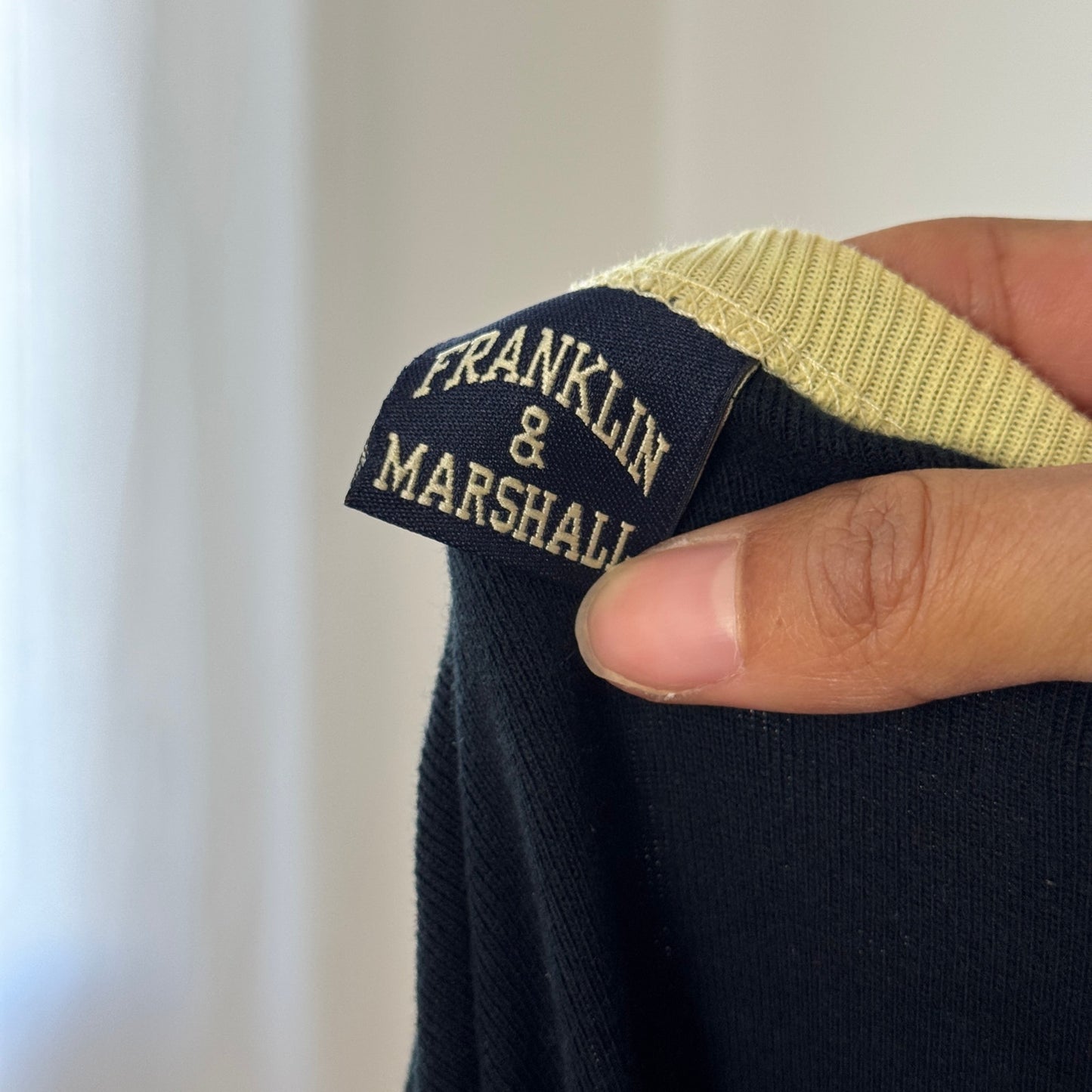 Vintage Franklin & Marshall Navy Halter Maxi Dress Graphic Duffy 18 (M)