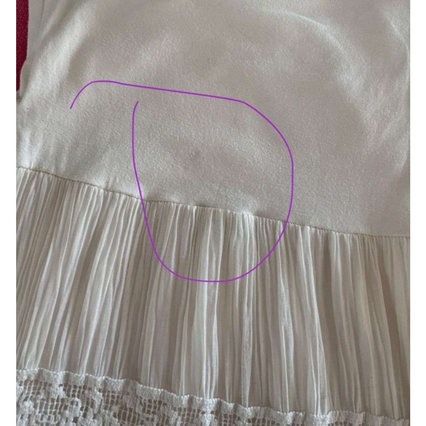 Vintage White Crinkle Tiered Maxi Skirt Lace Trim Y2K Italian (S)