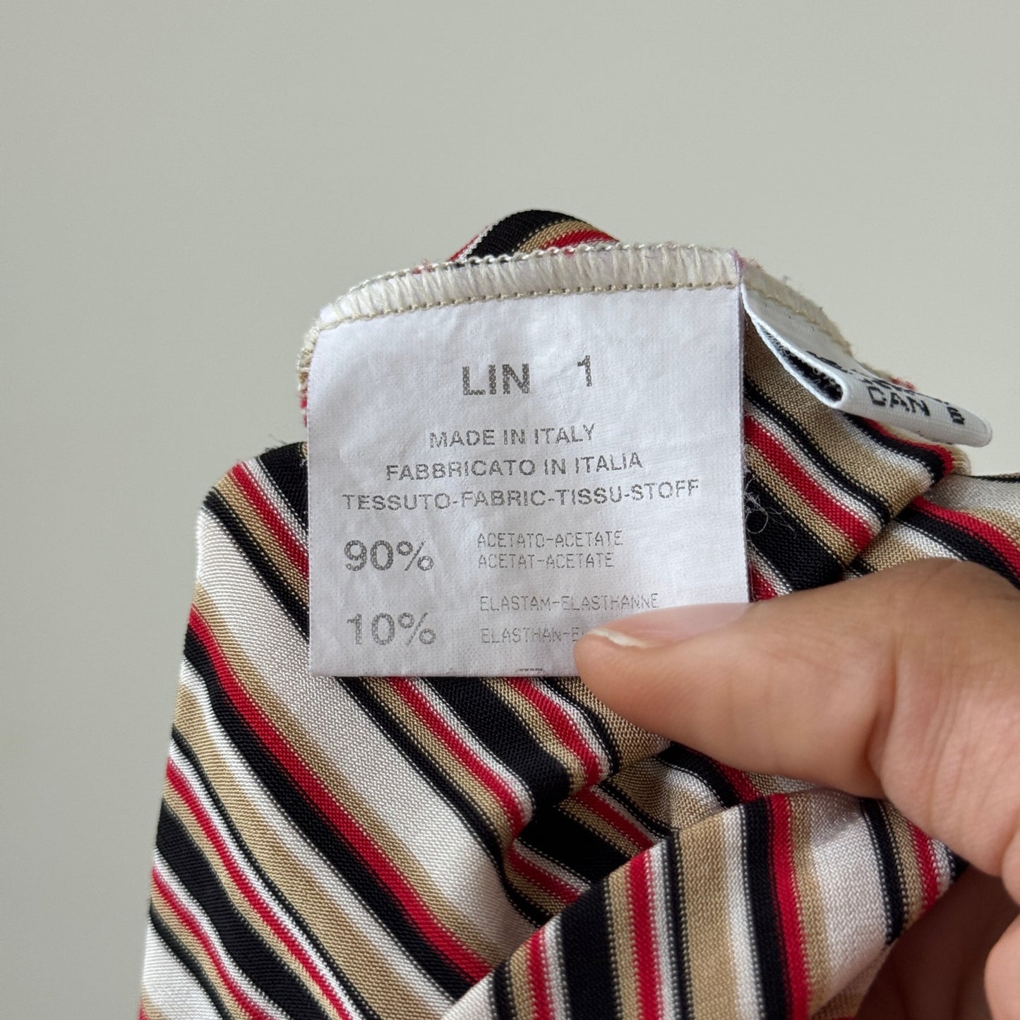 Vintage Italian Diagonal-Stripe Slinky Square-Neck Top (XS/S)