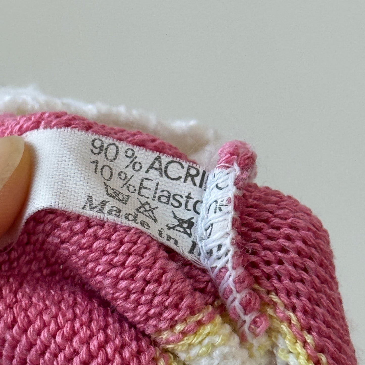 Vintage Italian pink + white striped mock-neck knit tank (Small)