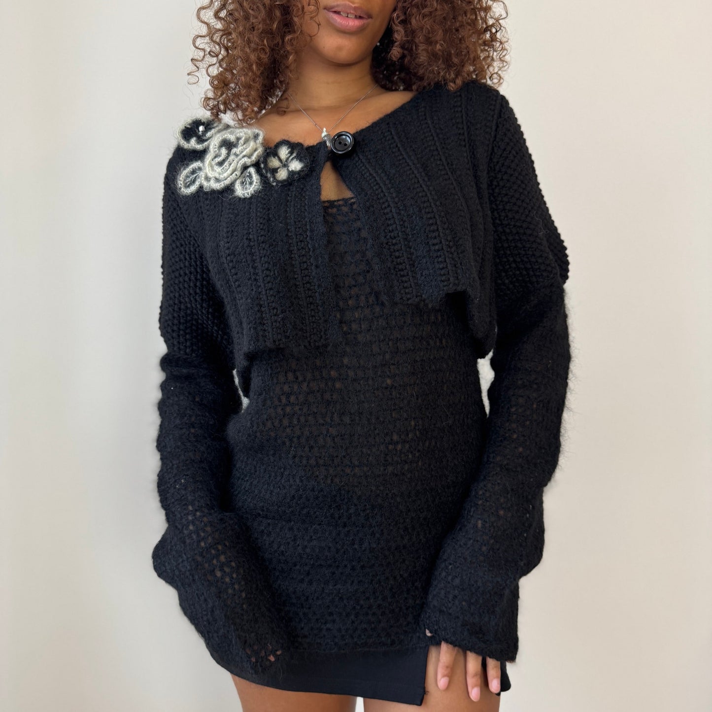 Italian Vintage Crochet-knit Tank & Cardigan (M/L)