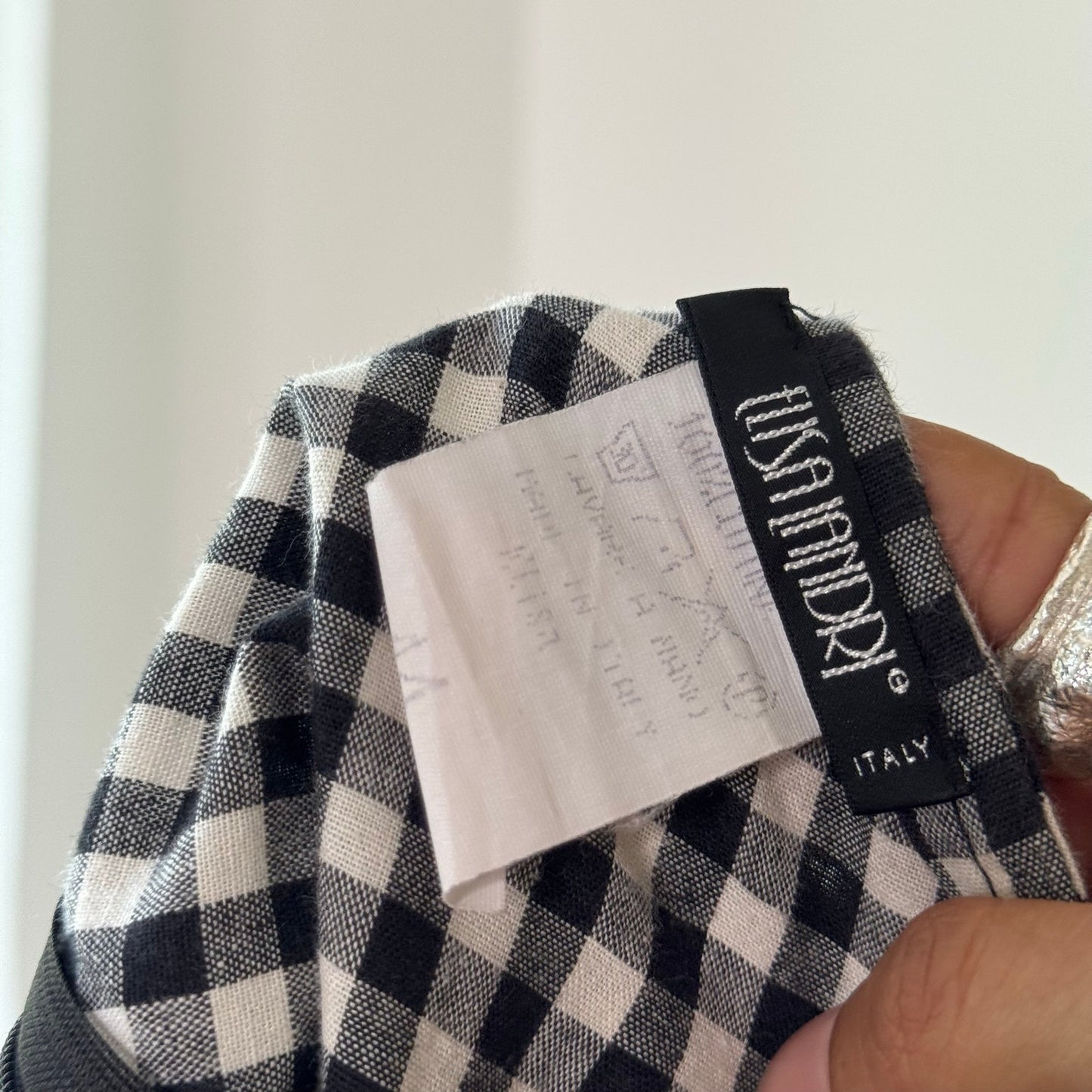 Vintage Black White Gingham Lace Tiered Midi Skirt Italian Y2K (S/M)