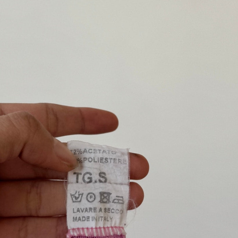 Vintage Italian Pink Floral Mesh Long Sleeve Top Semi Sheer (S)