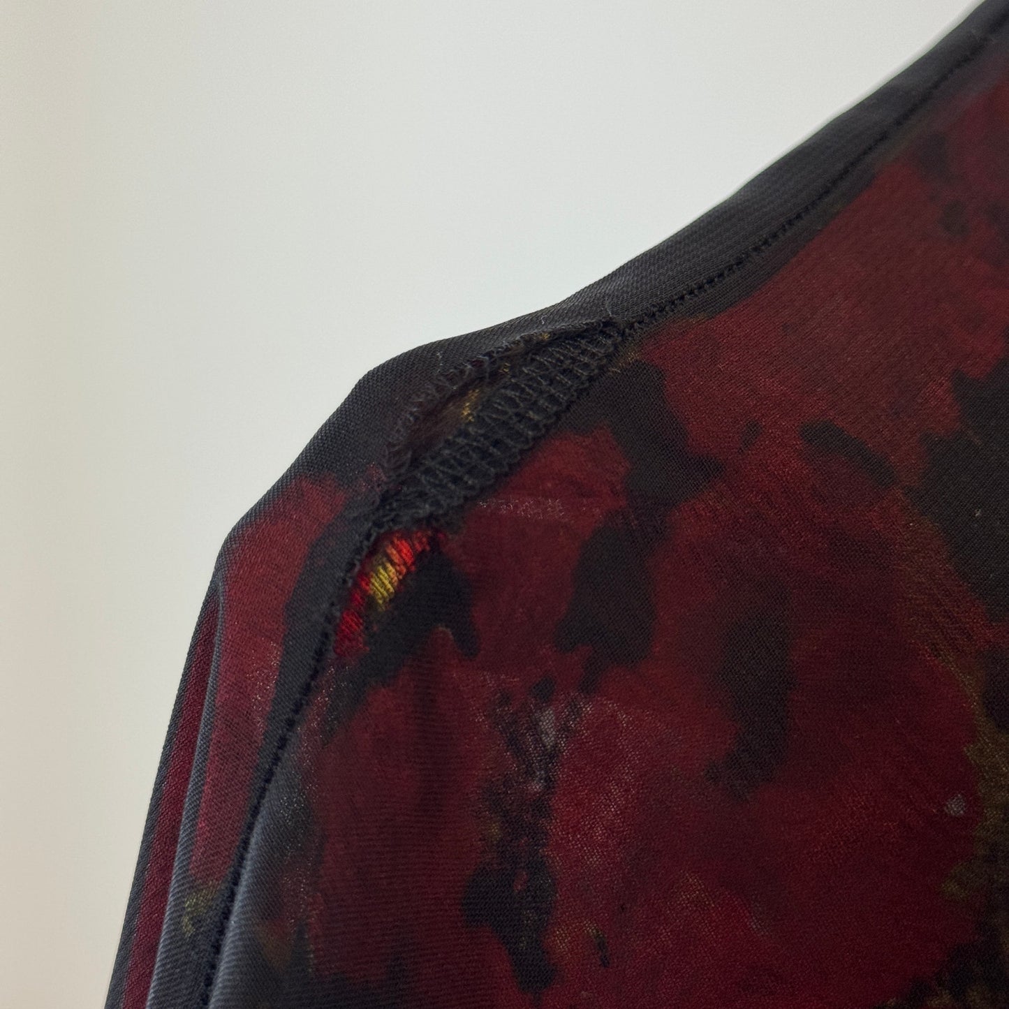 Vintage Italian black & red sheer floral layered midi skirt (XS/S)