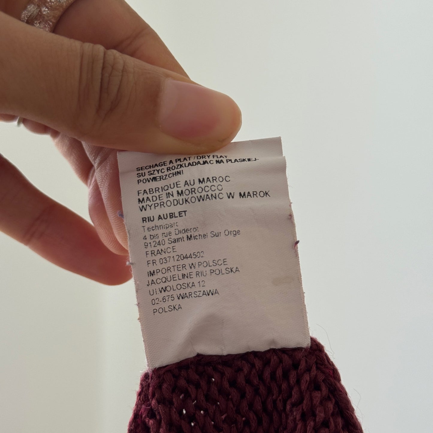 Vintage Jacqueline Riu French ruffled trim knit cardigan in berry & rose (Small)