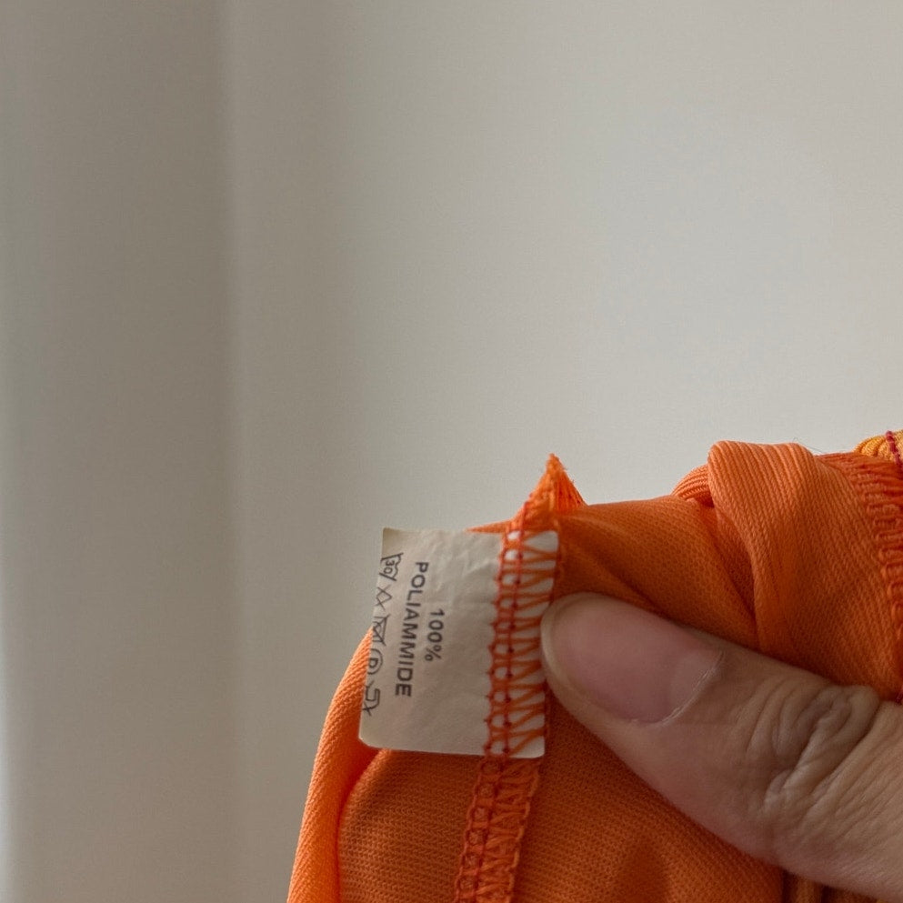 Vintage Italian Orange Floral Midi Skirt Convertible Strapless Dress (S/M)