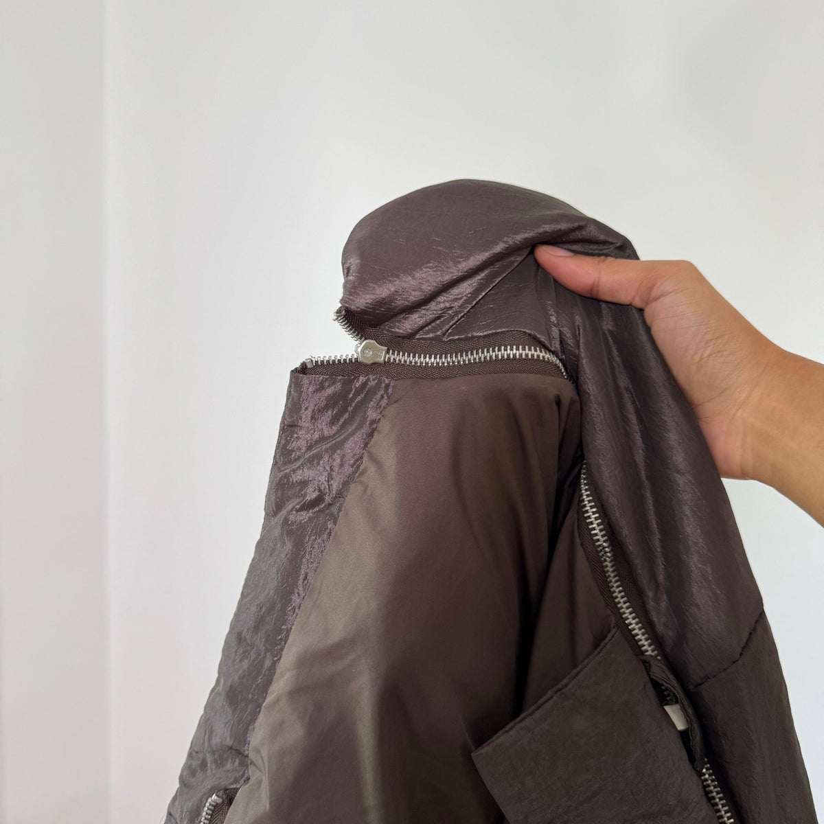Euro vintage Y2K metallic taupe brown fitted jacket with high collar