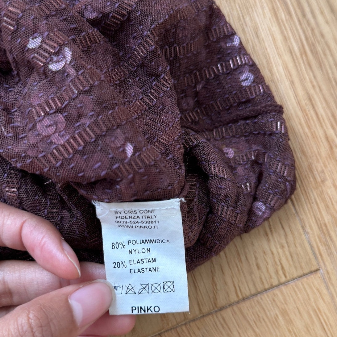 Vintage Pinko Ruffled Sequin Mesh Halter Top (S)