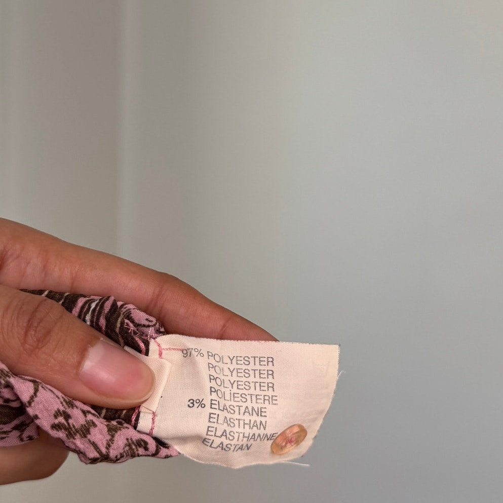 Vintage French Mixed Print Shirt Flared Cuffs (XS/S)