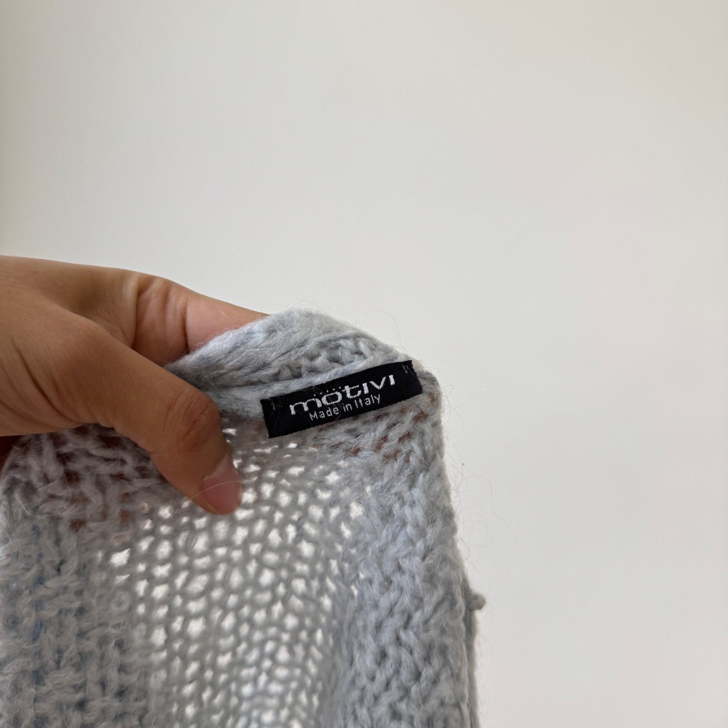 Vintage Italian grey with blue hue mohair blend cable knit cardigan (S)