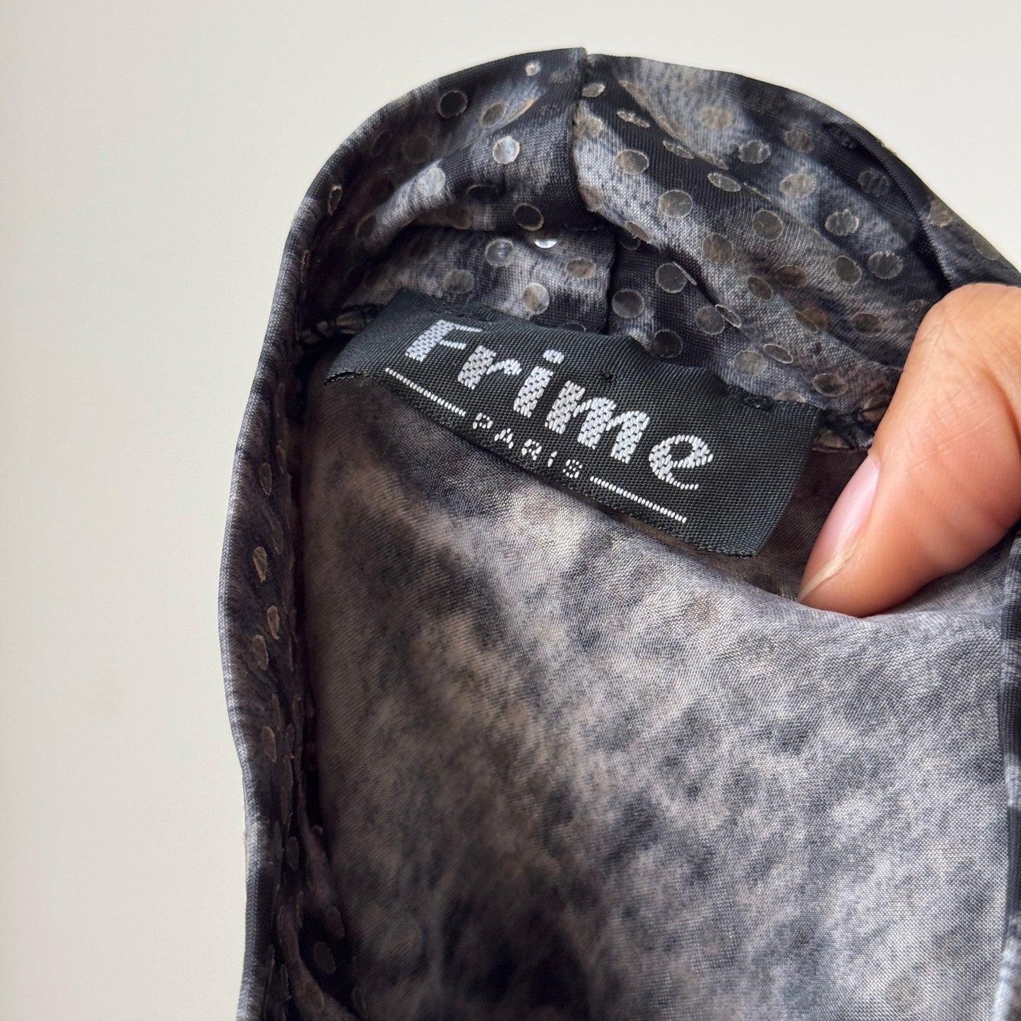 French Vintage Slinky Leopard Shimmer Mock-Neck Top (S/M)