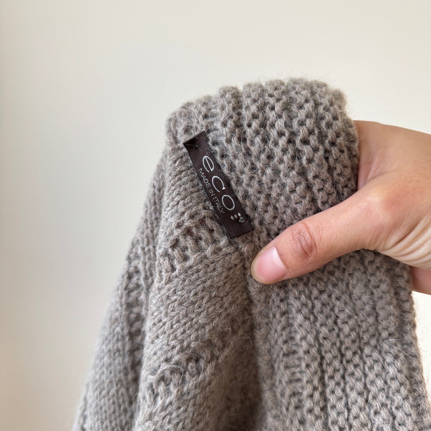 Vintage Italian grey mohair wool blend cropped knit cape cardigan with high collar and double button closure (S)