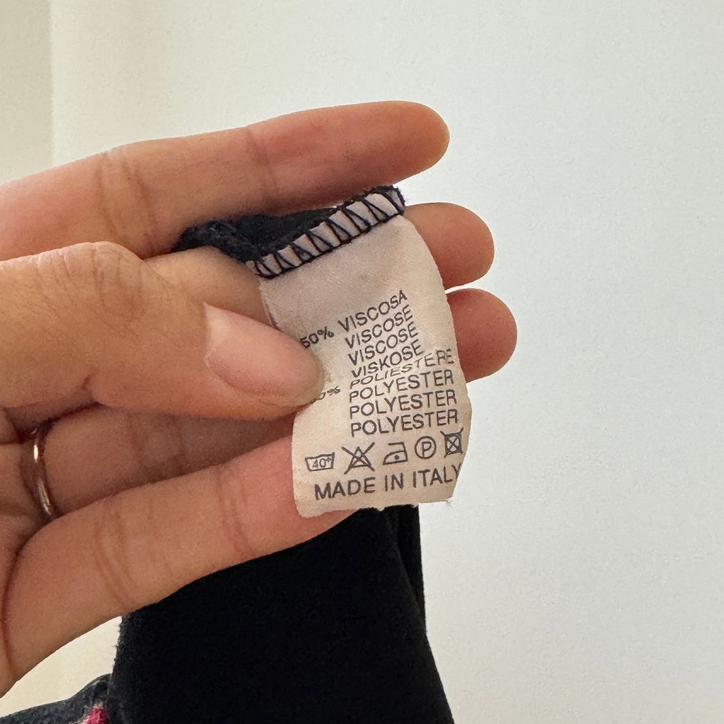 Vintage Italian Black Red Floral Mesh Midi Skirt Tiered Ruffle Hem (S)