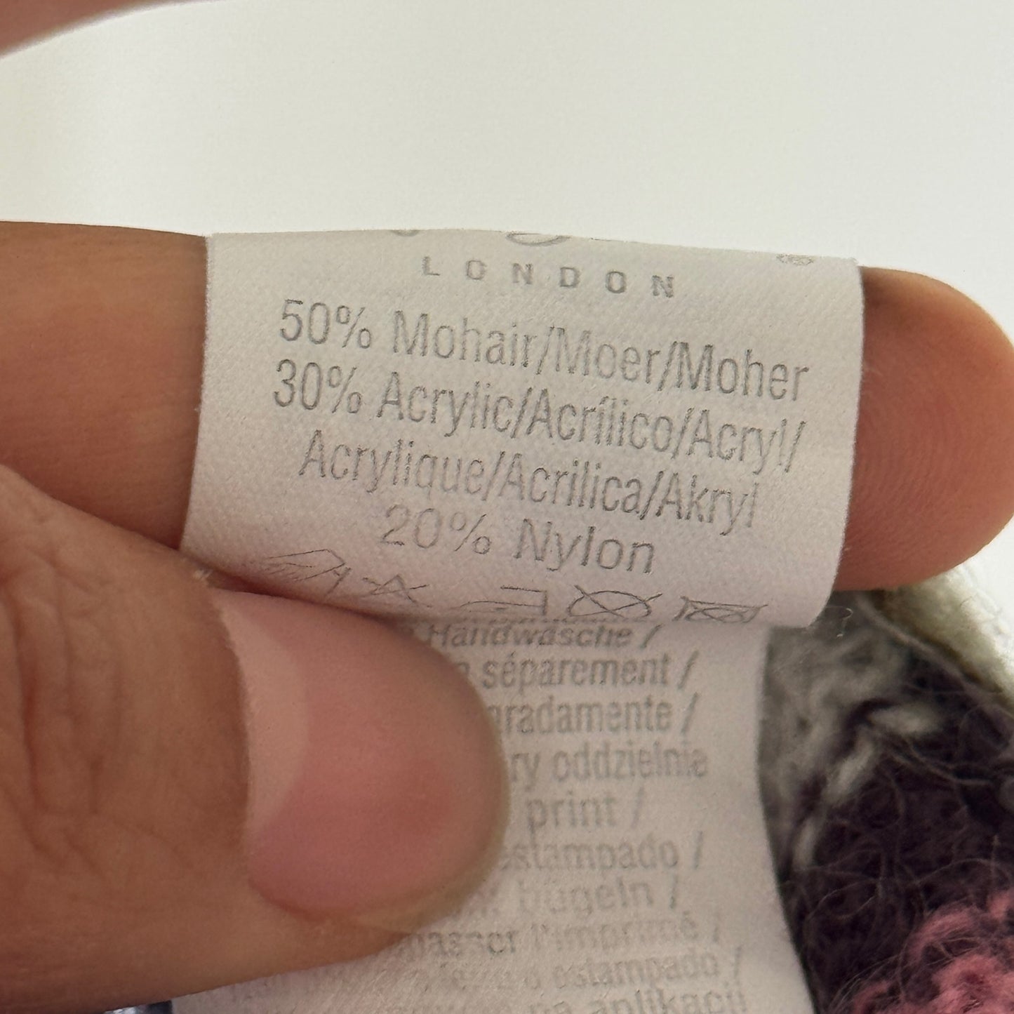 Vintage Pepe Jeans striped mohair-blend short-sleeve cardigan with floral detailing (Small)