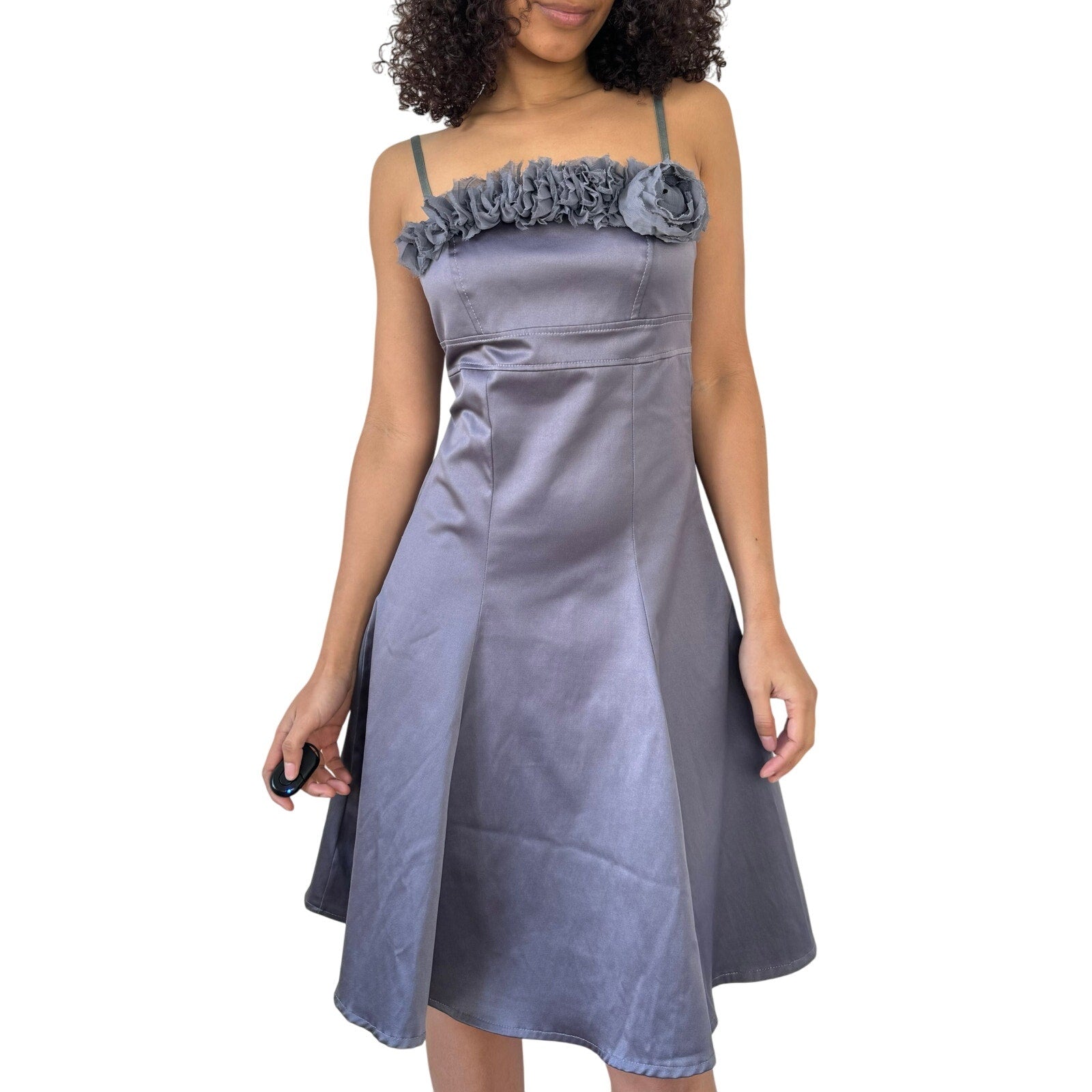 Vintage 90s Grey Satin Midi Dress (XS/S) Oh Leeloo Vintage 90s Grey Satin Midi Dress (XS/S) Oh Leeloo
