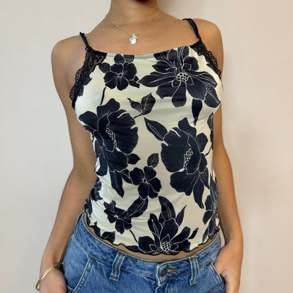 Vintage 00s Slinky Floral graphic Cami Tank (S)