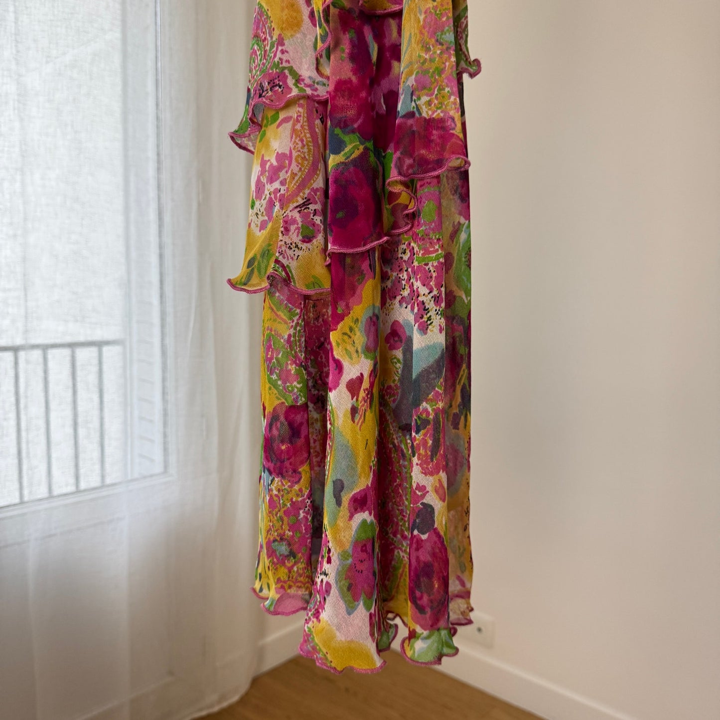 Euro Vintage Floral Mesh Maxi Dress (M)