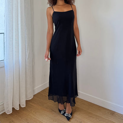 Italian Vintage Black Mesh Slip Dress (XS/S)