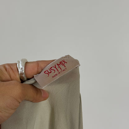 Italian vintage sage green slinky mesh halter top off the shoulders (S)