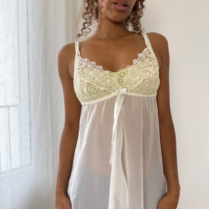 Vintage Italian ivory lace babydoll cami (Small)