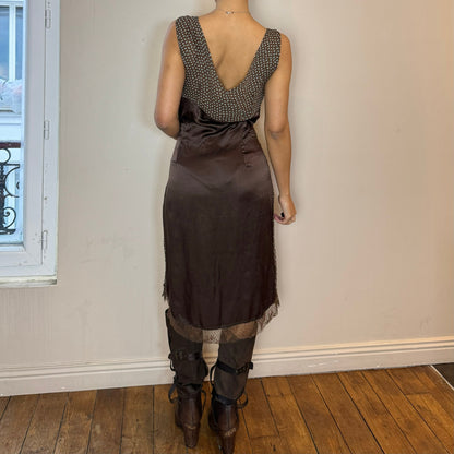 Vintage 00s Brown Silk Dress (M)