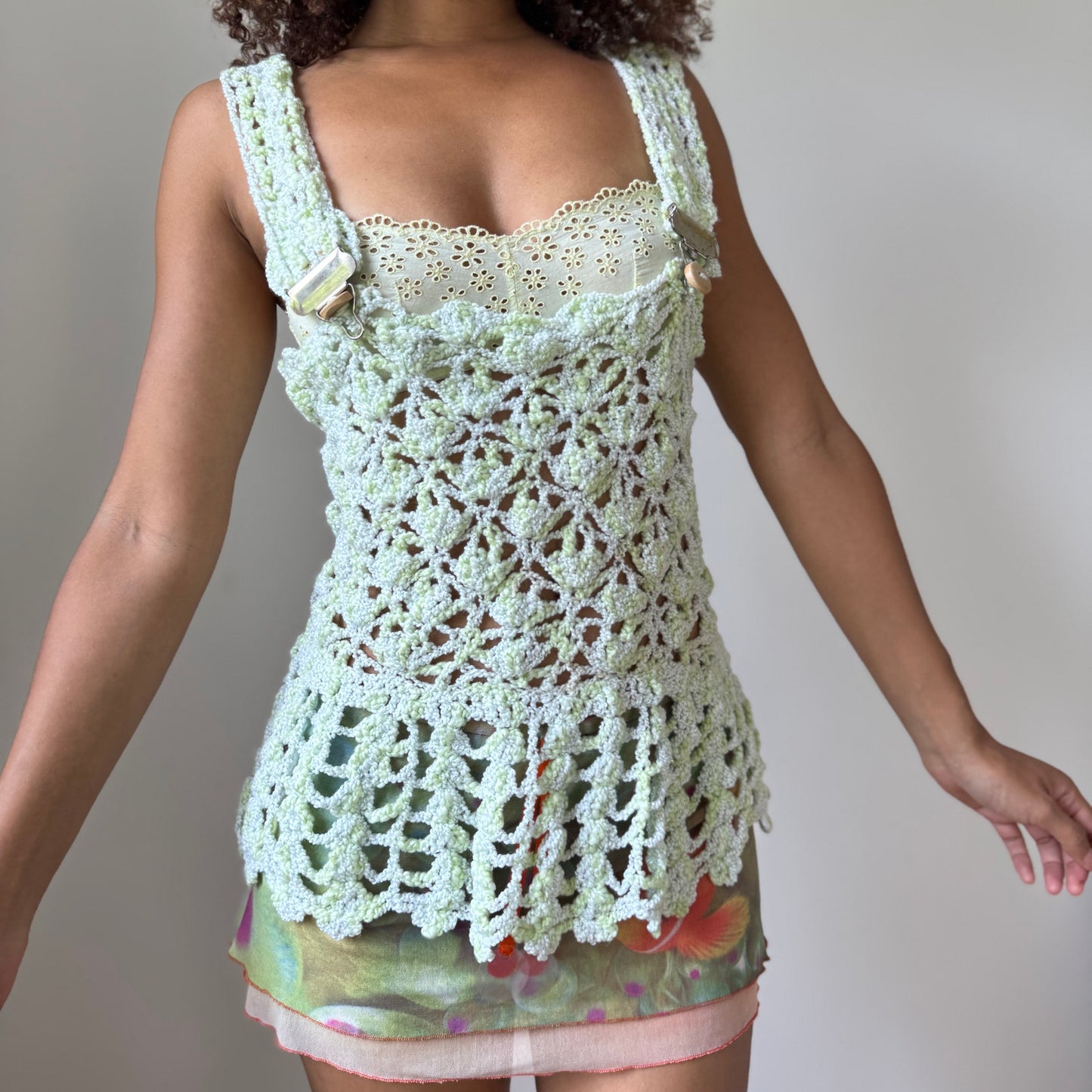 Vintage Euro Crochet Buckle-Strap Top (S/M)