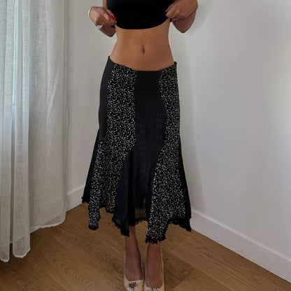 Vintage Italian Polka Dot Mesh Midi Skirt (S)