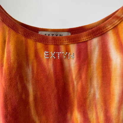 Extyn Orange Tie Dye Cami Top Rhinestone Logo Italian Y2K (S/M)