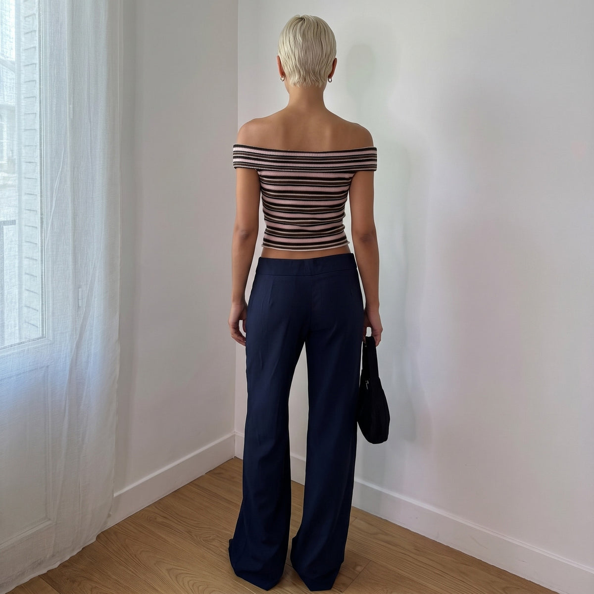 Vintage French Navy Low Rise Flare Trousers