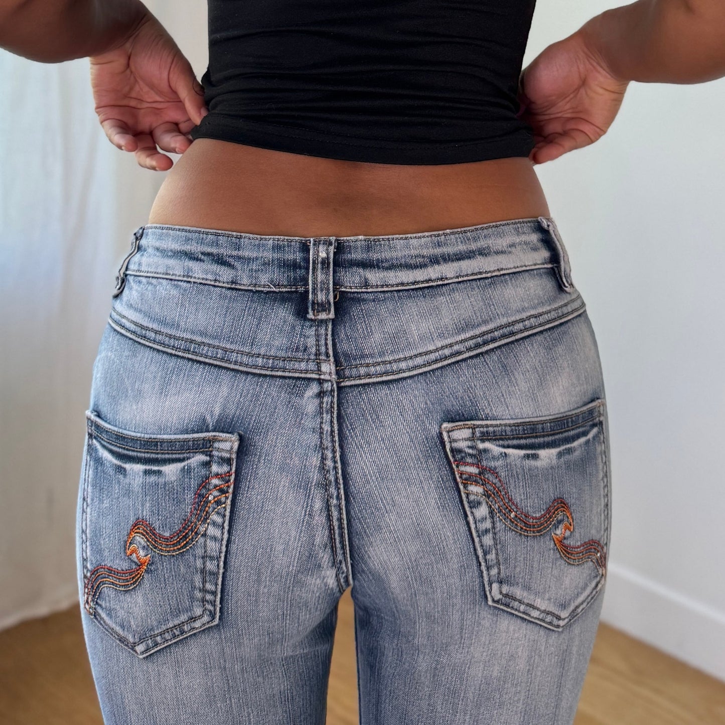 Vintage Blue Wash Low Rise Flare Jeans Euro Y2K (S)