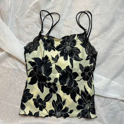 Vintage 00s Slinky Floral graphic Cami Tank (S)