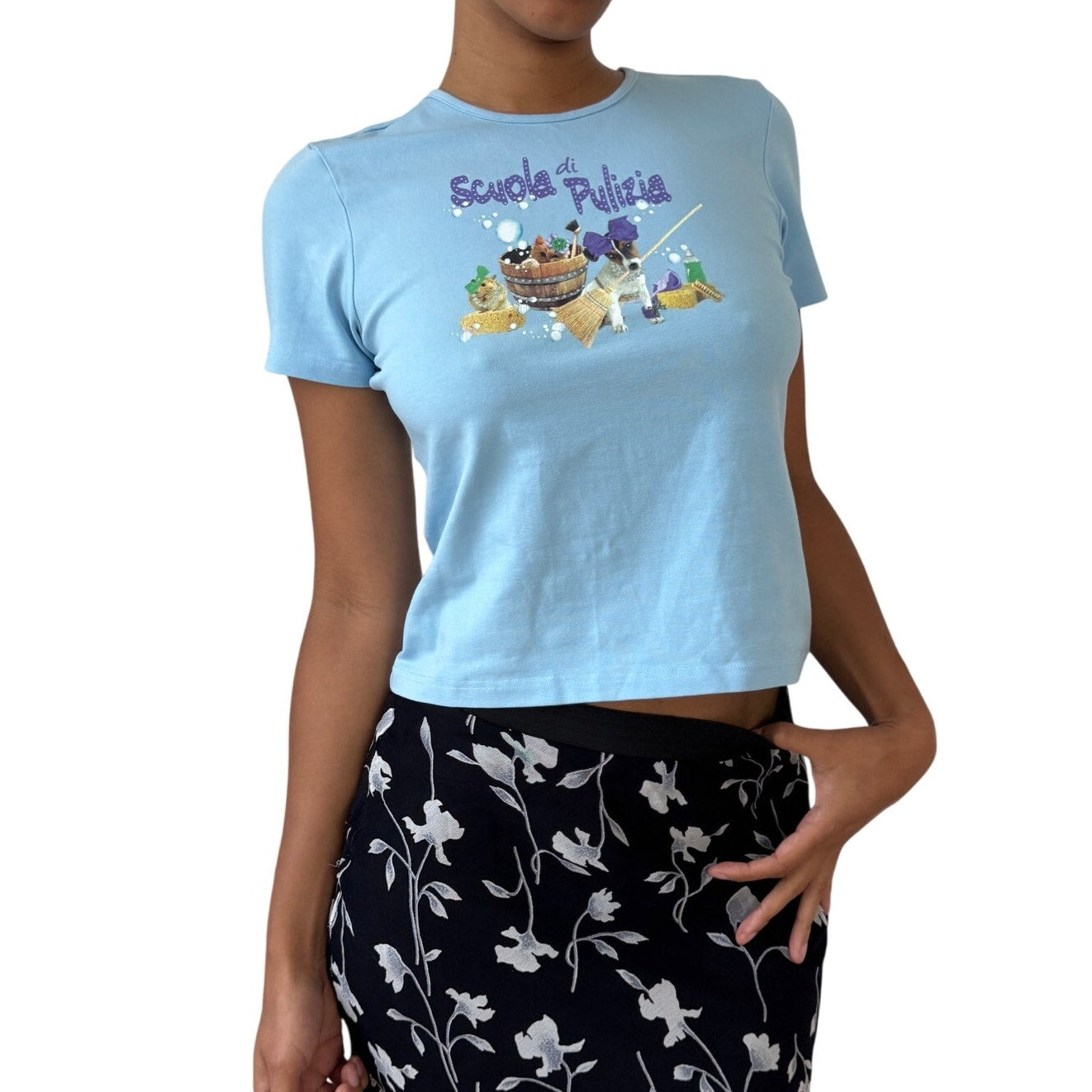 Vintage Fruit of the Loom Italian Graphic Baby Tee (S/M)