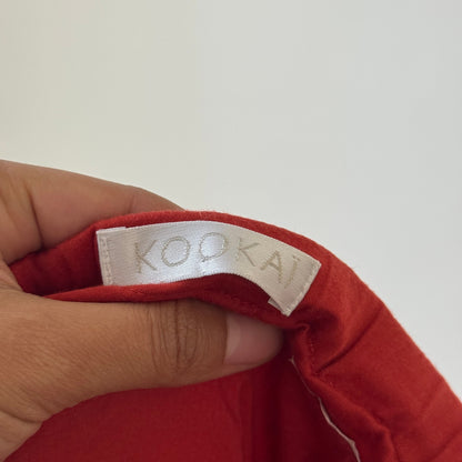 Euro Vintage French Red/Orange Printed Midi Skirt (XS)