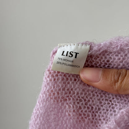 Vintage Euro pastel pink mohair halter knit fitted top made in Italy (S/M)