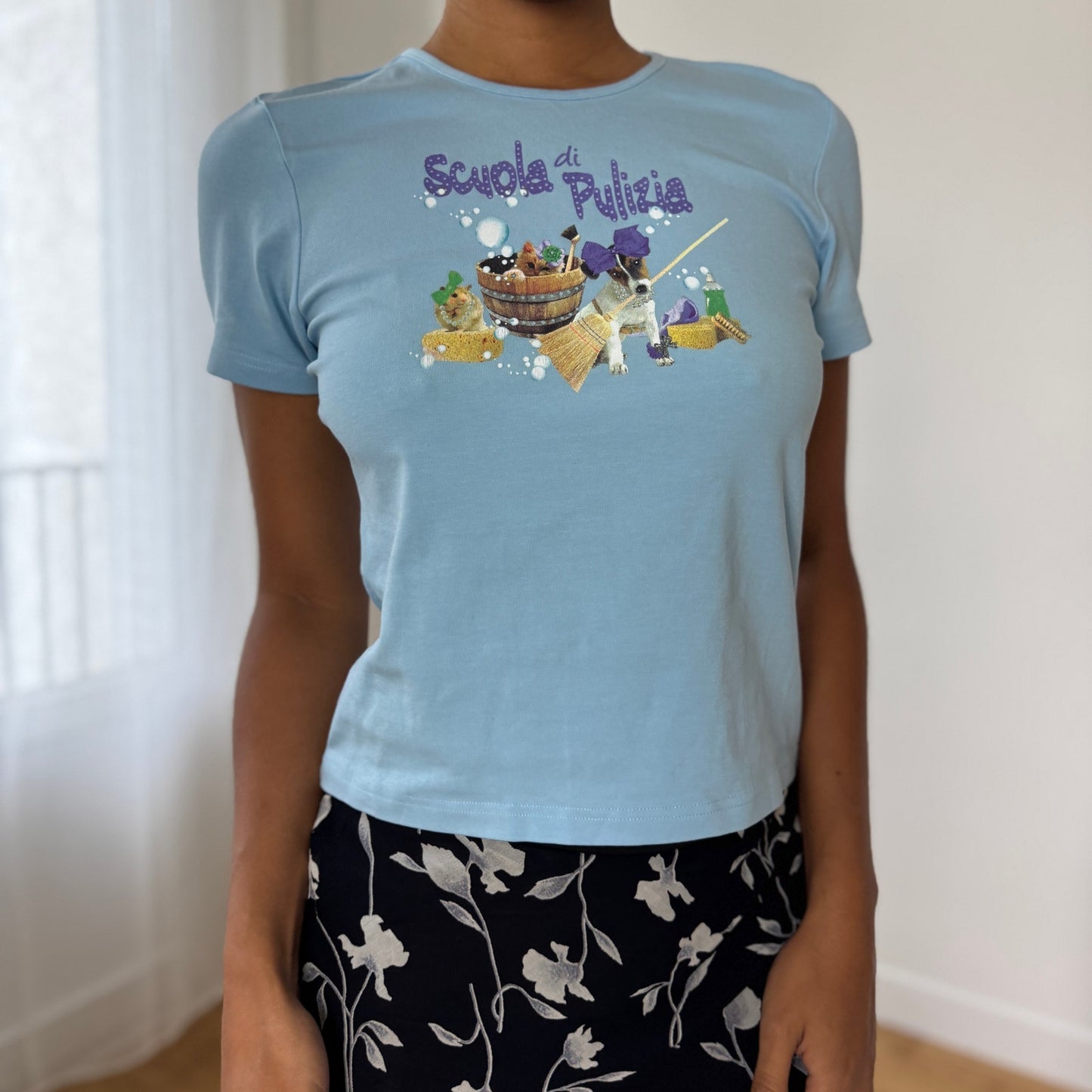 Vintage Fruit of the Loom Italian Graphic Baby Tee (S/M)