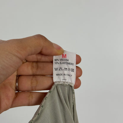 Italian vintage sage green slinky mesh halter top off the shoulders (S)