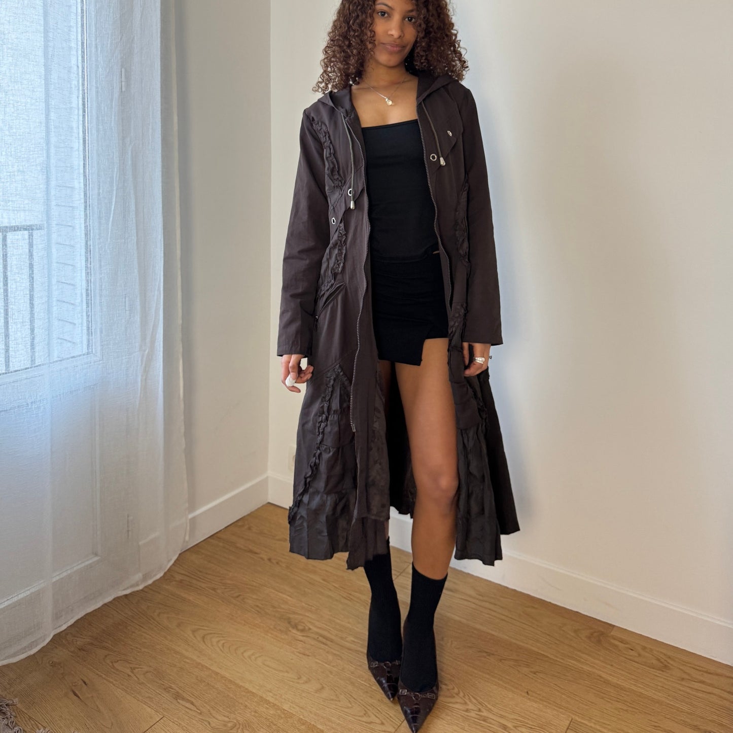 Vintage Deadstock Brown Hooded Maxi Coat (S)