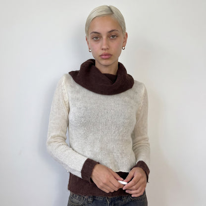 Vintage Italian Layered Knit Cowl Sweater (S)