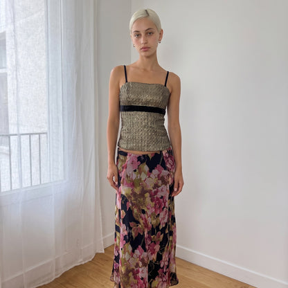 Vintage Gold Metallic Velvet Cami Top (S)