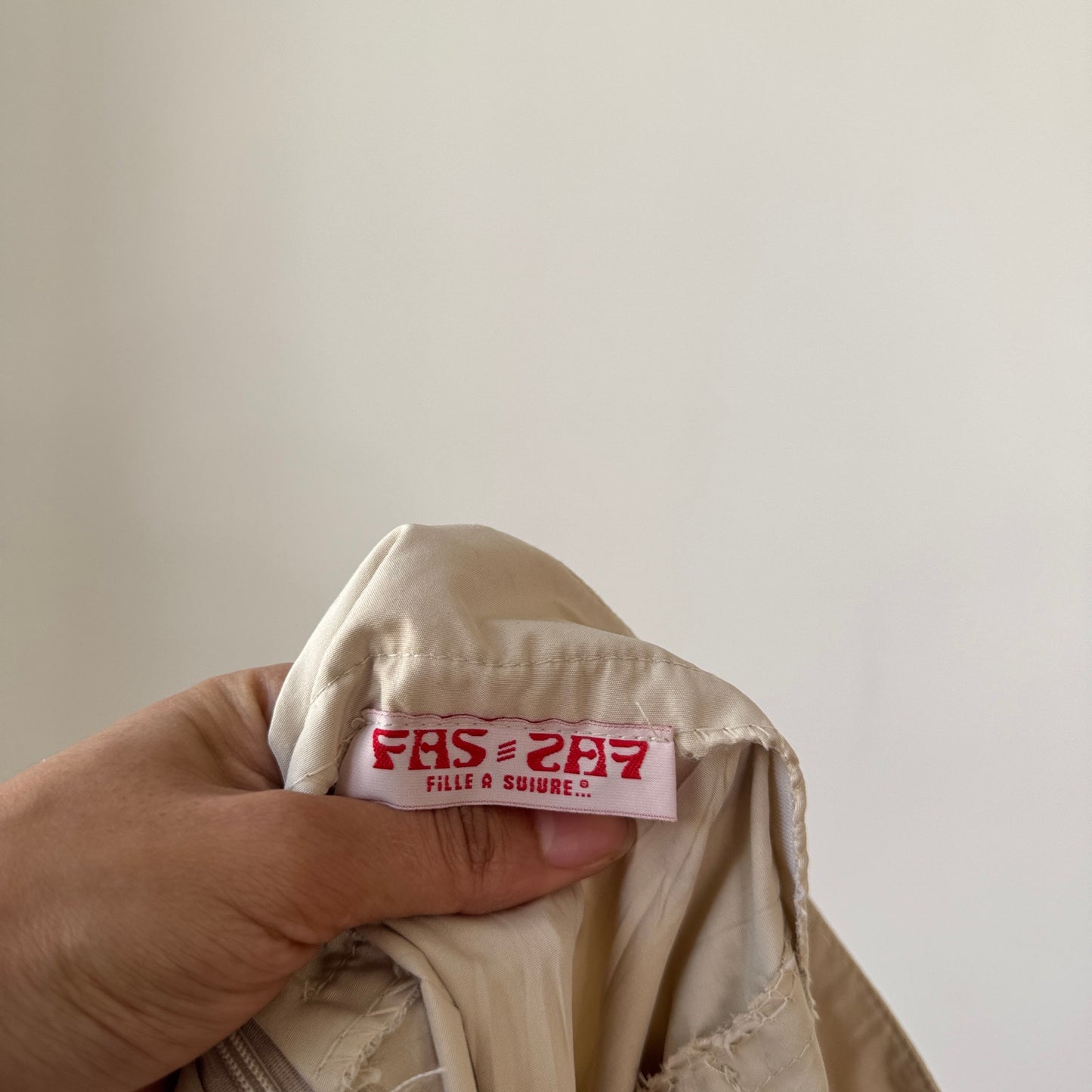 Vintage French Cream Maxi Skirt Ruched Hem (XS/S)