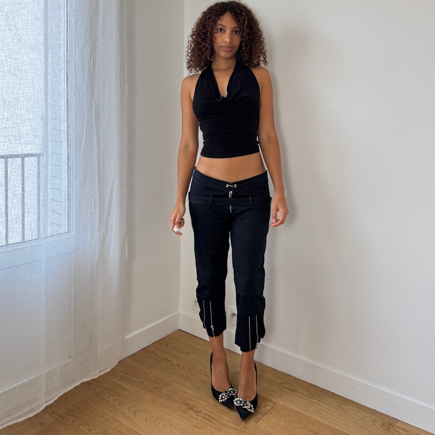 Vintage Pinko low-rise zip-detail capri pants (S)