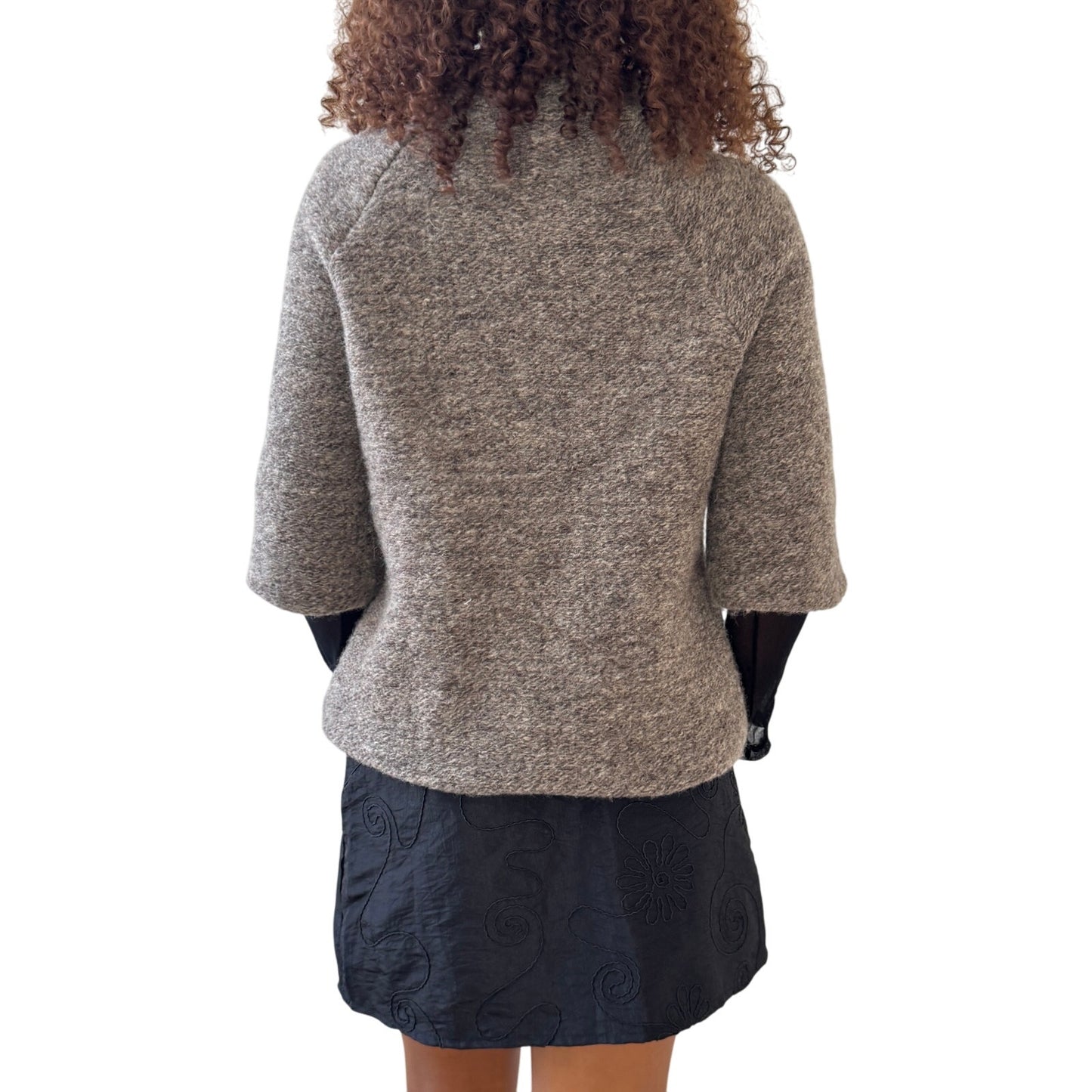 Vintage Italian taupe wool-blend swing jacket (S/M)