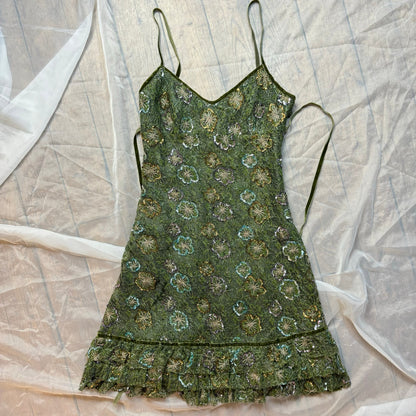 Italian designer 00s Sequin Lace Mini Dress (S)