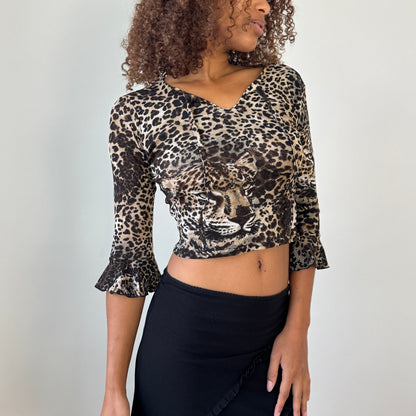 Vintage Mesh Leopard Face Top (XS/S)