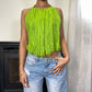 Made in Italy - Vintage 90s green knit crochet tube halter top (S-M) summer festival