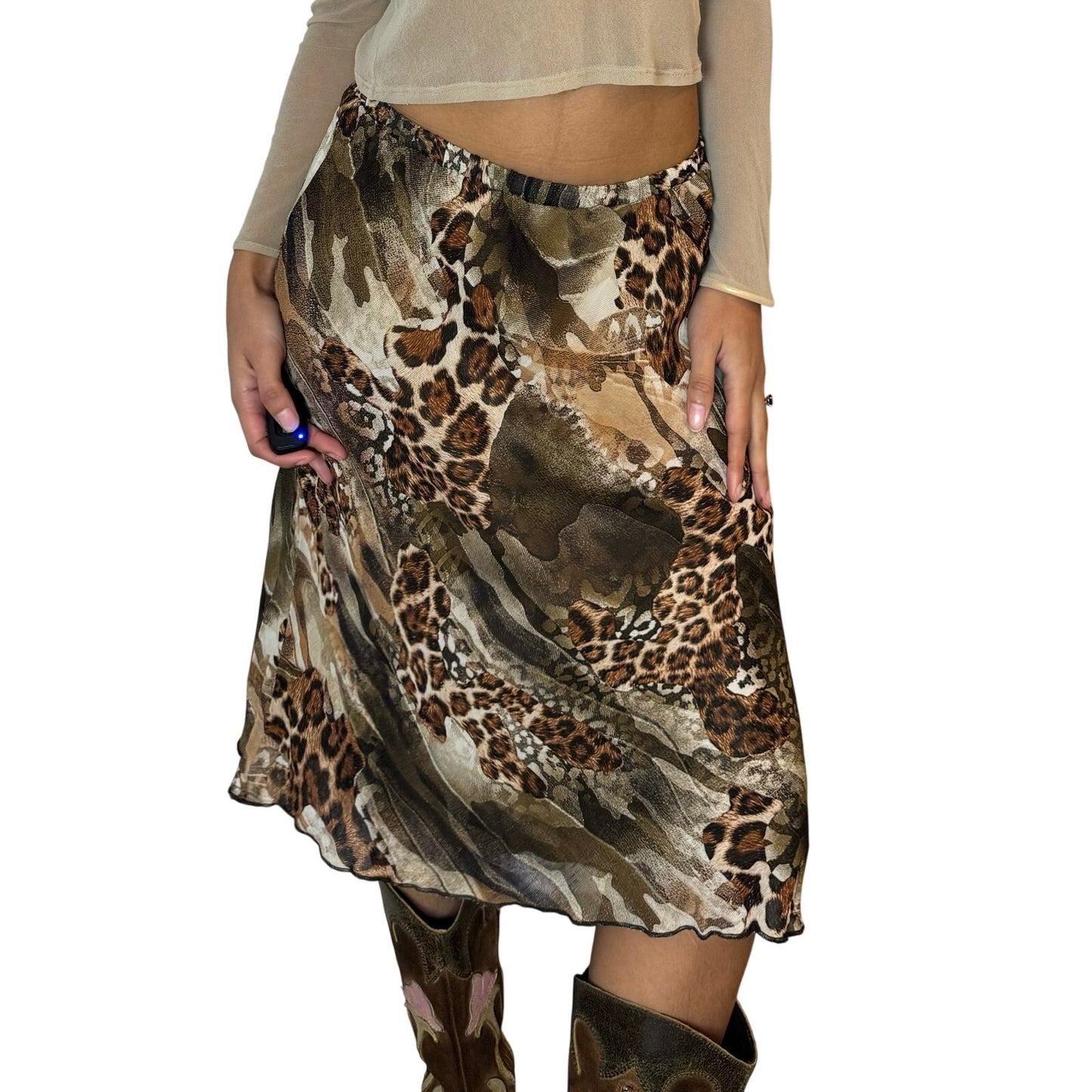 Vintage Euro Cheetah Mesh Skirt (S)