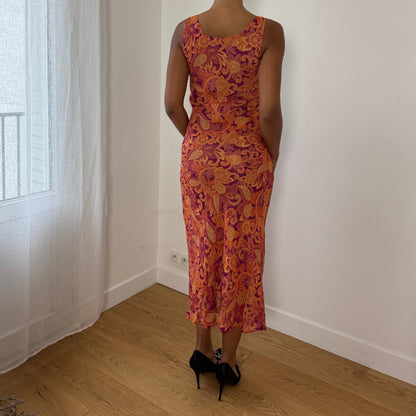 Euro Vintage Mesh Paisley Midi Dress (S/M)