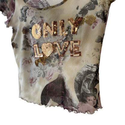 Italian Vintage Sonia Fortuna Mesh Sequin Baby Tee (Small)