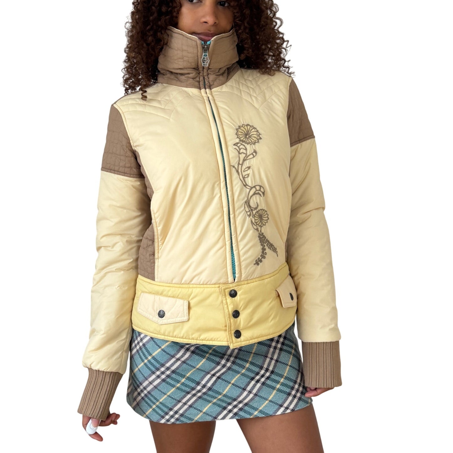 Vintage Diesel Two-Tone Embroidered Puffer Jacket (Small)